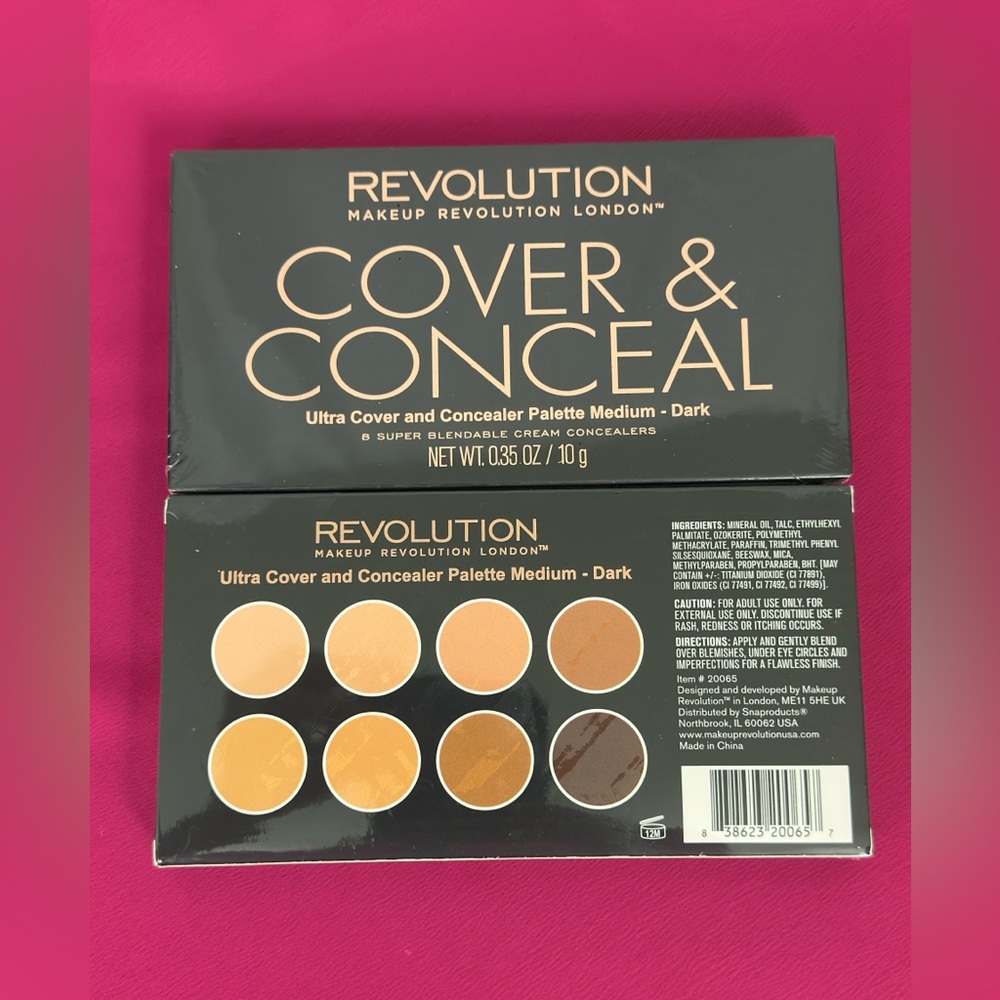 Revolution Cover & Conceal Palette - Blendable Cream Concealers Medium Dark NIB
